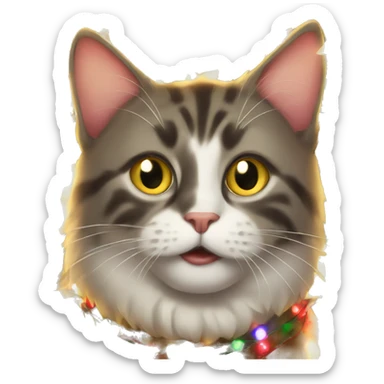 Christmas cat covered in Christmas lights  sticker