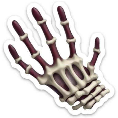 skeleton hand with long maroon nails and rings  sticker