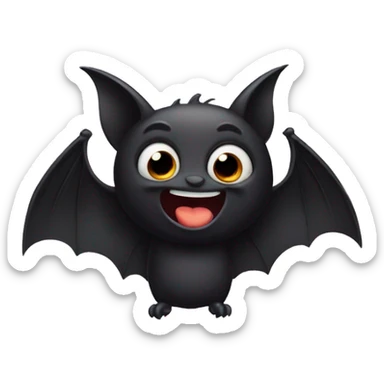 Cute Black bat making silly face sticker
