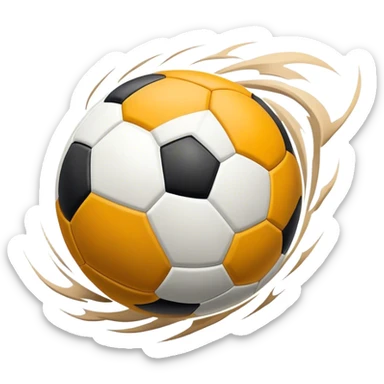 Cinematic Realistic image of an AFL ball captured mid-flight with dynamic motion blur and finely detailed rugged textures, set under dramatic stadium lighting that evokes high-energy athleticism sticker