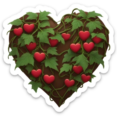 dark red heart with vines wrapped around it sticker