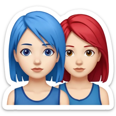 👭one having blue hair and one having red hair sticker