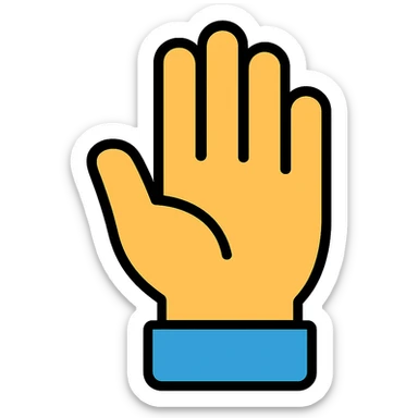 hand emoji, color outlined icon, subtle color accents, black outlines sticker