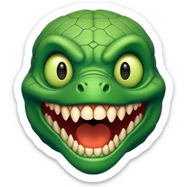 Reptilian humanoid, sharp teeth, small horror emoji, no background sticker