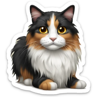 Long haired calico cat sticker