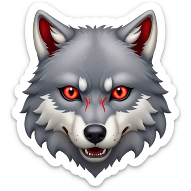 Evil Aggressive Grey Wolf with red eyes sticker