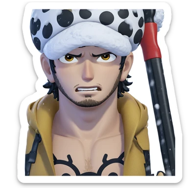 trafalgar law in the snow sticker