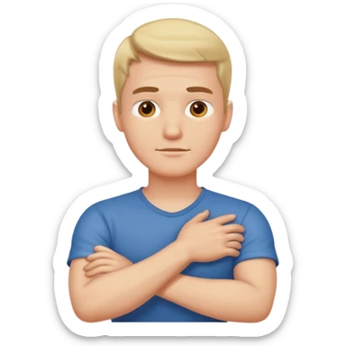 arms crossed holding neck guy sticker