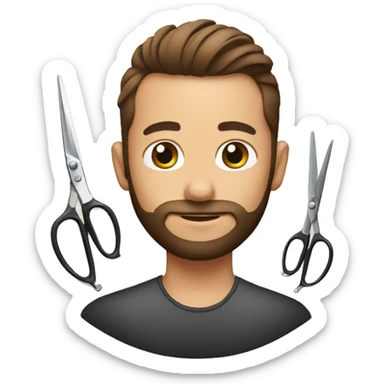 barber with scissors sticker