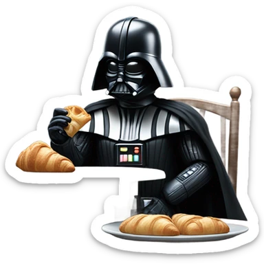 death vader eating a croissant  sticker