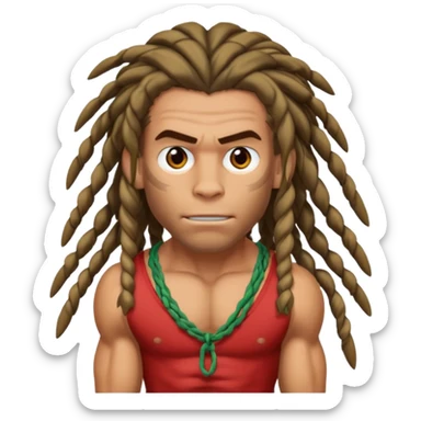 tarzan with dreadlocks tied up sticker