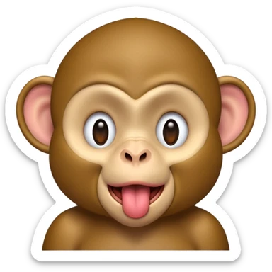 monkey with eyes closed sticking out tongue sticker