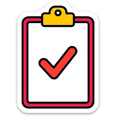 clipboard with checkmark, job finished, completed task sticker