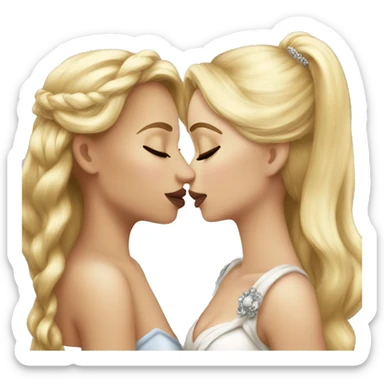 2 women princesses couple blonde deep kiss sticker