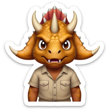 angry face of a triceratops in a shirt sticker