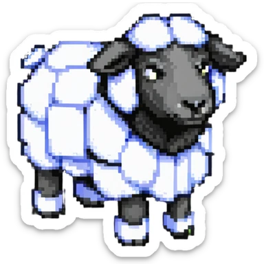 Minecraft sheep made out of square blocks, looks exactly like in the game sticker