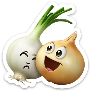 an onion and a garlic clove in love sticker