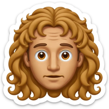 Make the curls on his forehead longer, above the eyes  sticker