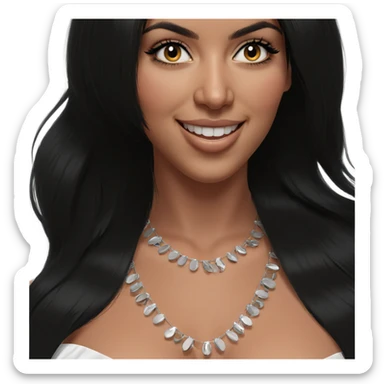 smiling girl with black hair sticker