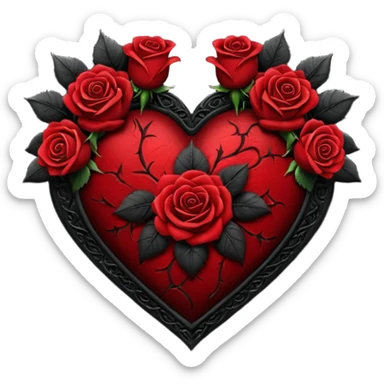 gothic heart with dark roses sticker