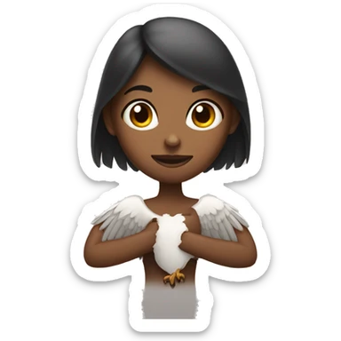 girl in cow face pose with eagle arms sticker