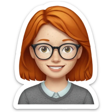 make a ginger girl with freckles and glasess sticker