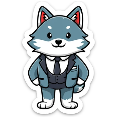 wolf stockbroker with suit and tie sticker