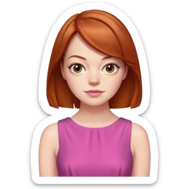Emma Stone, orange brown hair, pink dress sticker