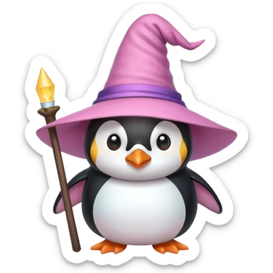 Penguin With Light Pink Witch Hat  sticker