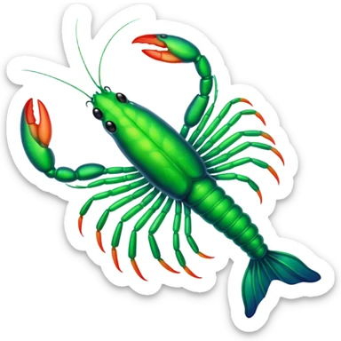 emoji of a headless glowing green shrimp sticker