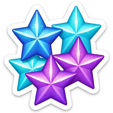 glitter purple and cian 3 stars  sticker