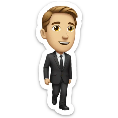 White man brown hair walking in suit facing right sticker