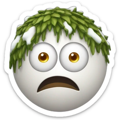 3d sphere with a cartoon Snow Golem skin texture with big kind eyes sticker