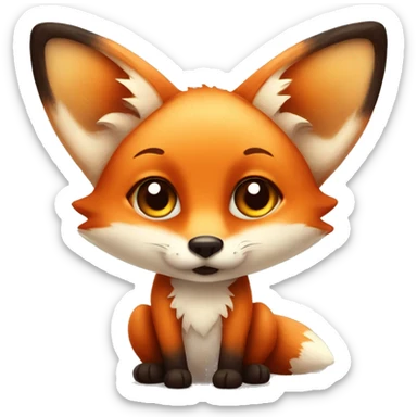 Cute little adorable fox with a butterfly on his nose sticker