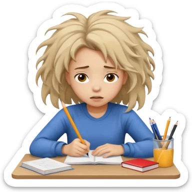 girl student doing homework looking stressed sticker