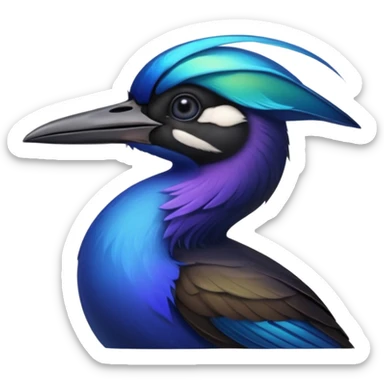 Blue and black Sicklebill headshot sticker