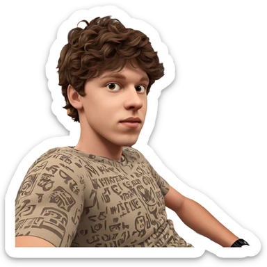 brown-haired boy with tattoo sticker