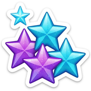 glitter purple and cian 3 stars  sticker