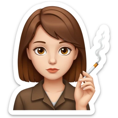 Girl with brown hair and cigarette sticker