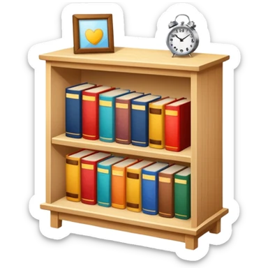 A small light wooden table bookshelf storage sticker