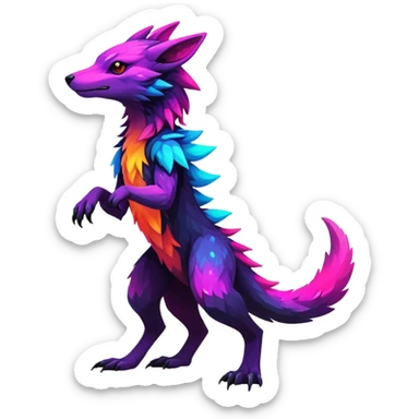 Epic Edgy Cute Colorful Vibrant Dark Nebula Modern Vernid-Sergal-creature-animal, full body sticker