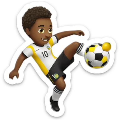 a soccer player playing with a lemon sticker