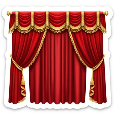 Simple, opened red curtains  sticker