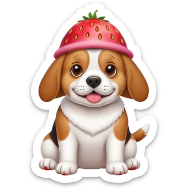 fat beagle dog (full body) with a strawberry hat sticker