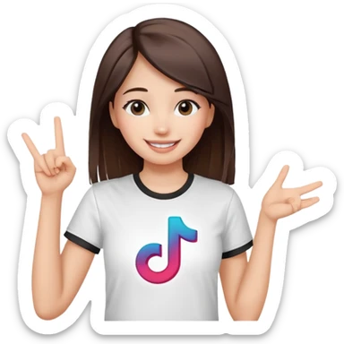Girl with tiktok logo point upwards sticker