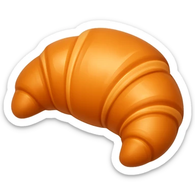 Create another croissant in the style of Apple emojis, with no background. The style is apple emoji style, concise prompt. sticker
