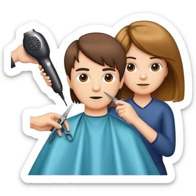 Corte de cabello con tijeras y secadora  sticker