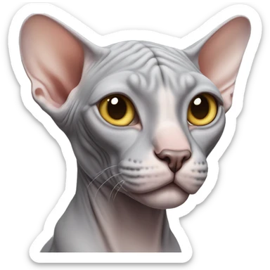 light gray Sphynx cat sticker