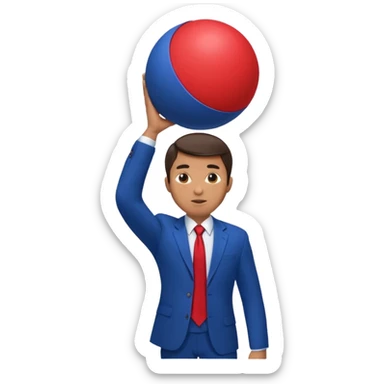 business man in a blue suit and red tie, carrying a huge dark blue ball above his head emoji sticker