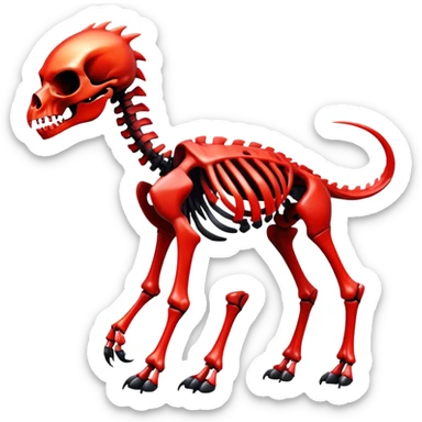 A black and red gradient epic shiny cool edgy skeletal animal, full body sticker